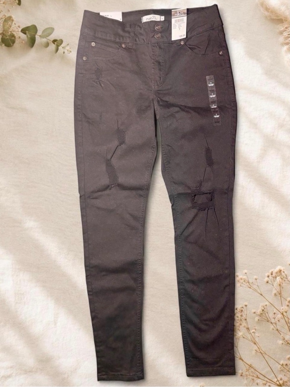 Rue21 Black High-Rise Distressed Skinny Jeans